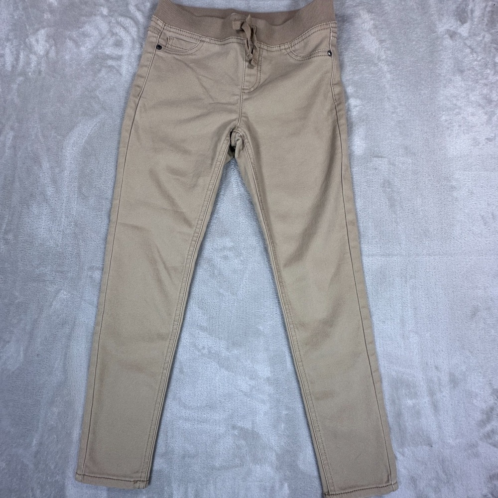 Wonder Nation Jeggings Girls Size L 10-12 Beige Denim Stretch Drawstring Pants